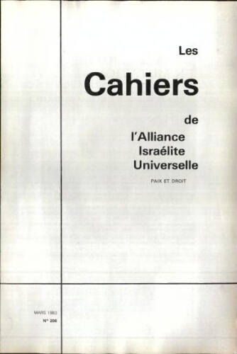 Les Cahiers de l'Alliance Israélite Universelle (Paix et Droit).  N°206 (01 mars 1983)